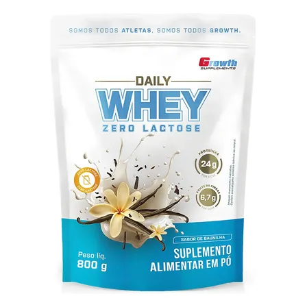 Daily Whey Protein Zero Lactose 800g Growth Supplements Baunilha