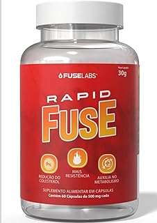 Rapid Fuse Pré Treino e Termogênico (Foguinho) - 60 Cápsulas com Cafeína, Psyllium e Picolinato de