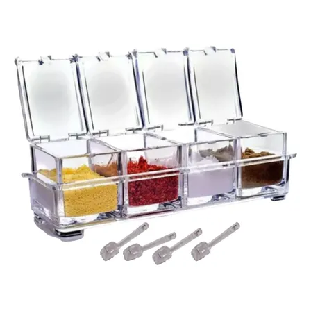Kit Organizador Acompanhamentos Açaí Granola Flocos Aveia Transparente
