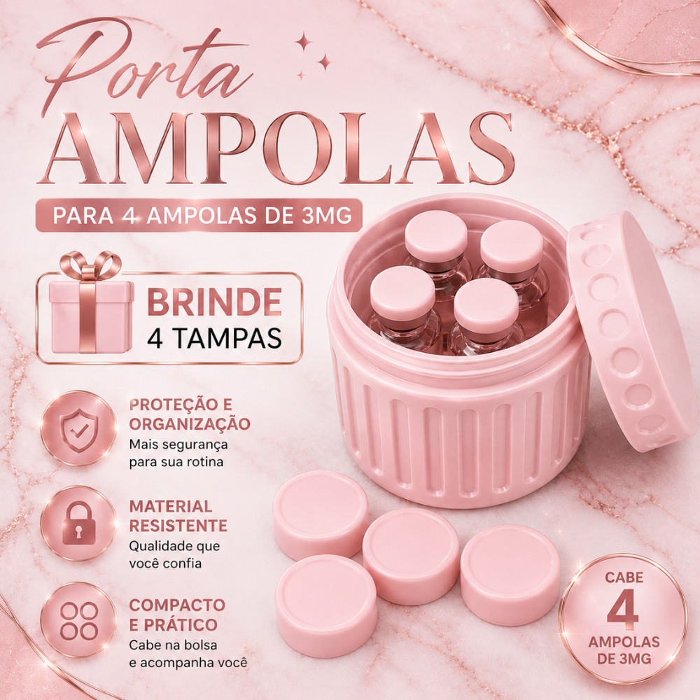 Porta Ampolas 3ml Estojo Organizador | Caixa Armazenamento 4 unidades + 4 tampas de brinde