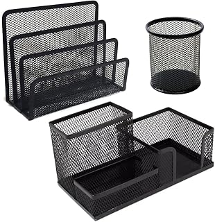 Kit Organizador de Escritório 3 Peças Porta Lápis Treco Carta Mesa escrivaninha caneta bloco de