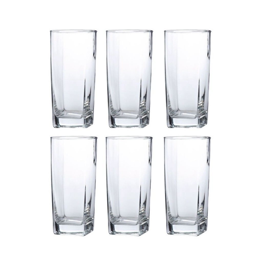 Copo de Vidro 320ml Transparente Texas Agua Suco 6Un
