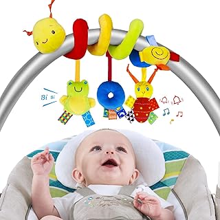 Sunfenle Brinquedo de carrinho infantil, bebê minhoca berço ao redor do chocalho desenho animado