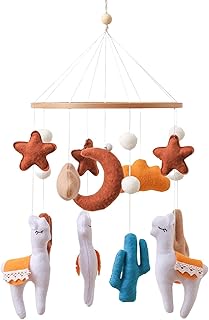 harayaa Berço de bebê móvel de feltro, lua, alpaca, decoração, carrilhão de vento, berçário,