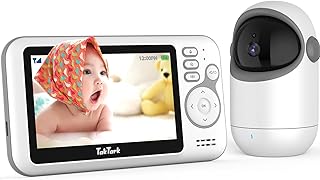 TakTark Babá Eletrônica, 4.3" Monitor de Bebê Sem WiFi com Câmera e Áudio – Remoto Zoom, Visão