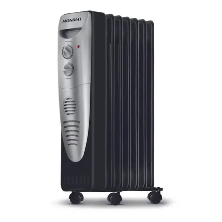 Aquecedor A Óleo Mondial Preto/prata 1500w A-06 Preto/cinza 220v