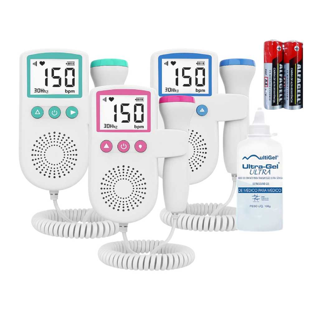 Fetal Doppler Ultrassom Ouvir Batimentos Bebe / Gel / Pilhas - Envio em até 24 horas