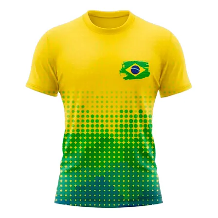 Camiseta Masculina Dry Fit Brasil Copa Do Mundo Mar Negro Amarelo Bolinha Gg