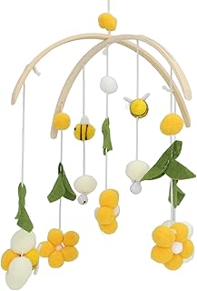 HEEPDD Móbile de bebê para Berço, Decoração de Berçário de Flor de Abelha de Madeira Artesanal,