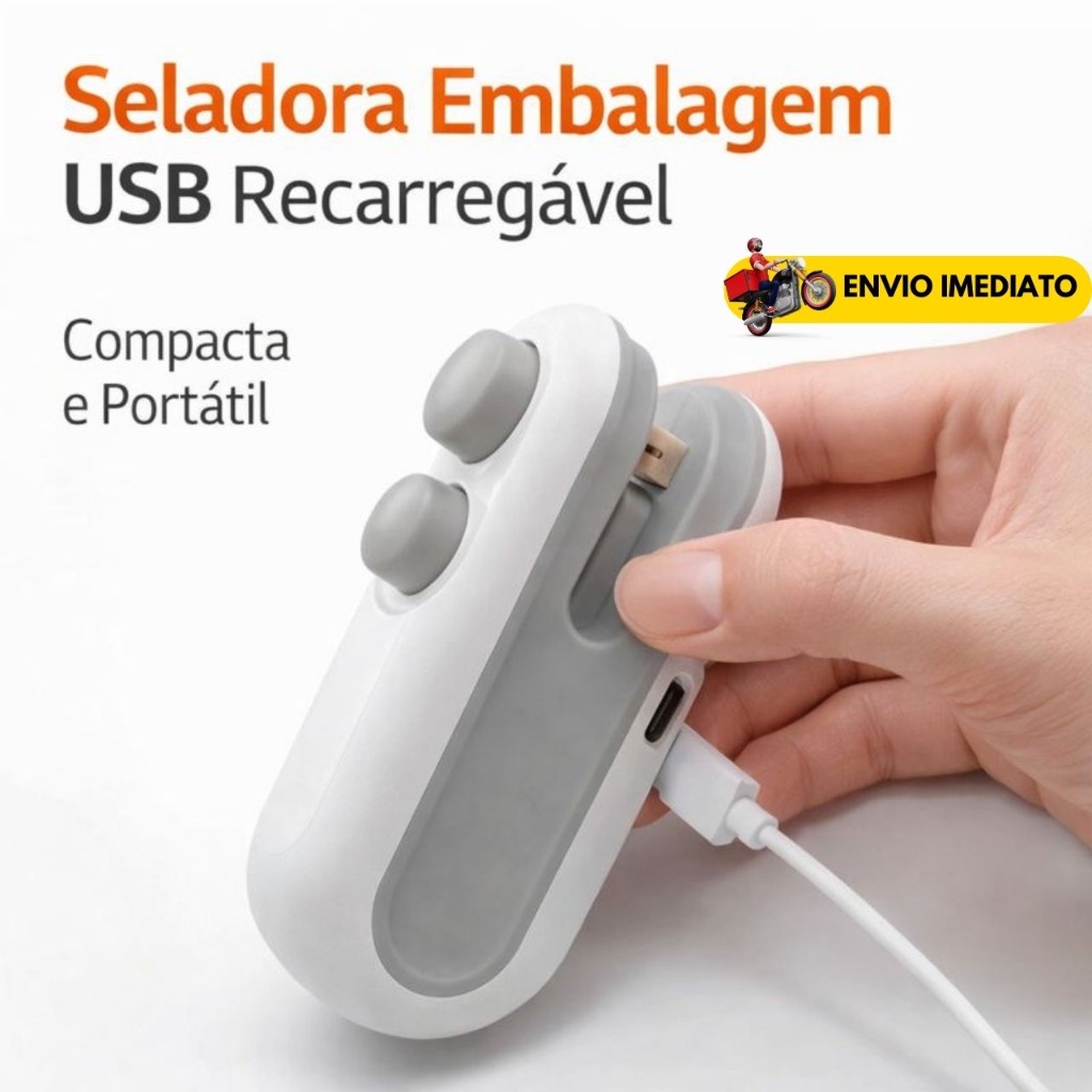 Mini Máquina Portátil Seladora Plástico Para Cozinha Sela Rapidamente Suas Embalagens Plásticas Sem