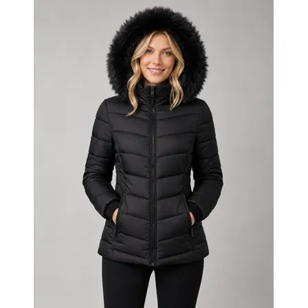Jaqueta Puffer Feminina Forrada Pelucia Bobojaco Impermeável Preto Gg