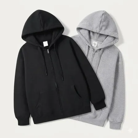 Moletom Com Zíper Blusa Masculino Feminino Flanelado Capuz Gg Preto
