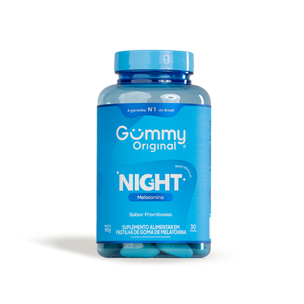 Gummy Night Melatonina em Goma Sabor Framboesa 60 Gomas Auxilia o Sono