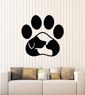 Decalque de parede de vinil com estampa de pata pet shop cuidados cuidados gato cão adesivos mural