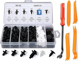 Presilhas e Grampos Universais para Carro 100 Peças – Kit para Parabarro, Parachoque e Forro de