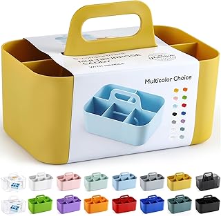 Organizador multiuso com alça – caixa de plástico empilhável – material de artesanato, escritório,