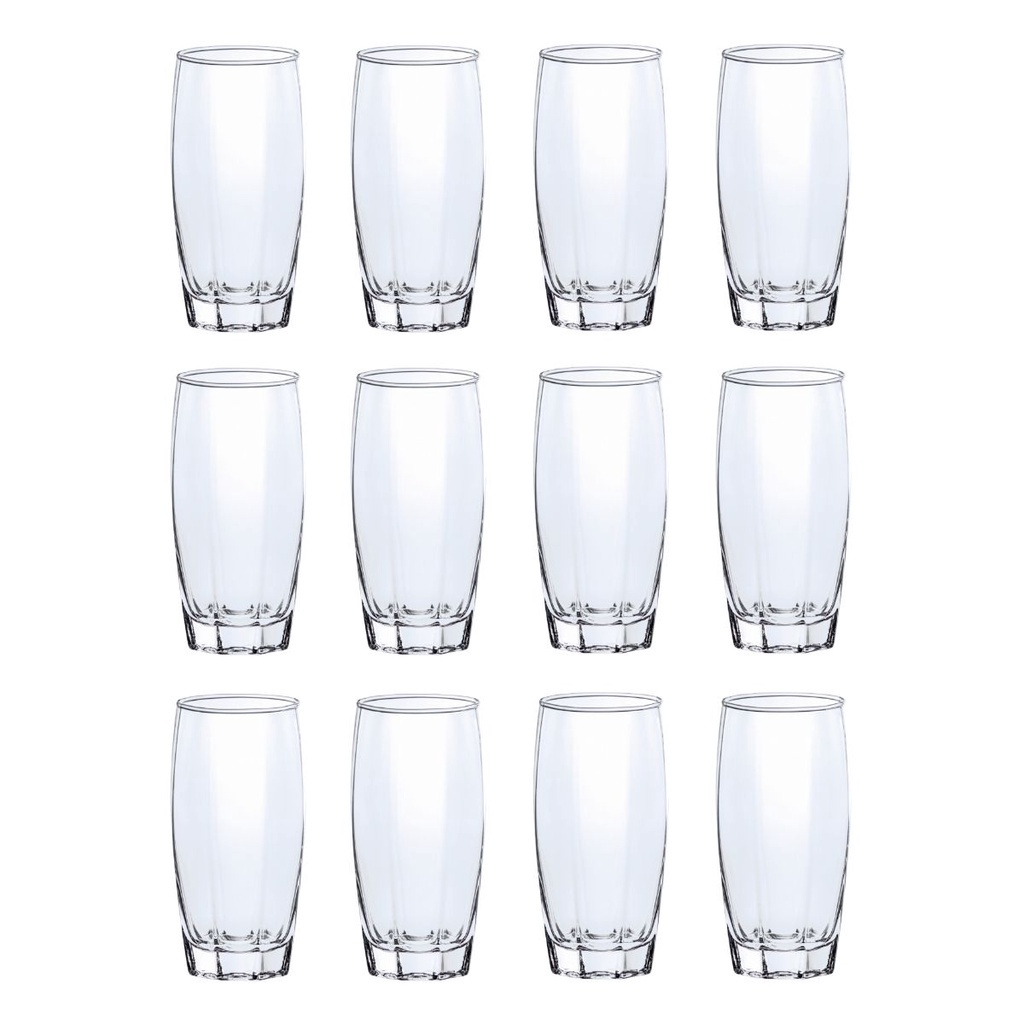 Kit 12 Copos de Vidro Transparente Florida Mesa Posta 370ml