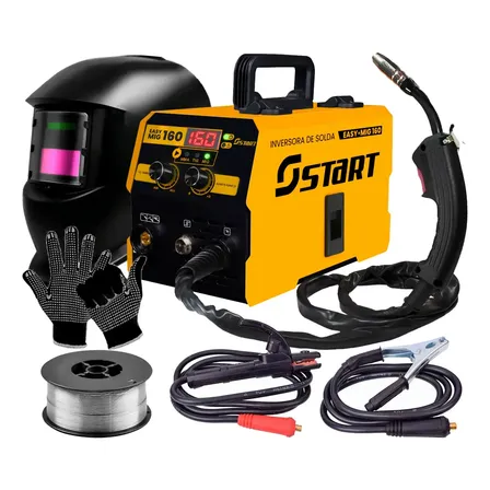 Maquina Inversora Solda Mig 160a 3 Em 1 Tig Lift Acessórios Amarelo 220v