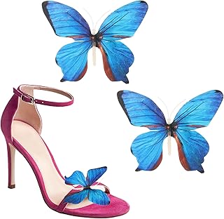 PATIKIL Clipes de sapato de flores, 2 peças de clipes decorativos removíveis para sapatos de borboleta, berloques de moda para mulheres, festas de casamento, férias na praia, sandálias de salto alto