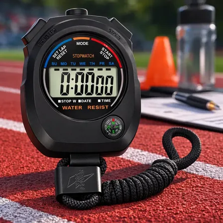 Cronômetro Digital Profissional Esportivo 1/100s Alarme Hora Data Bússola Portátil Display Lcd