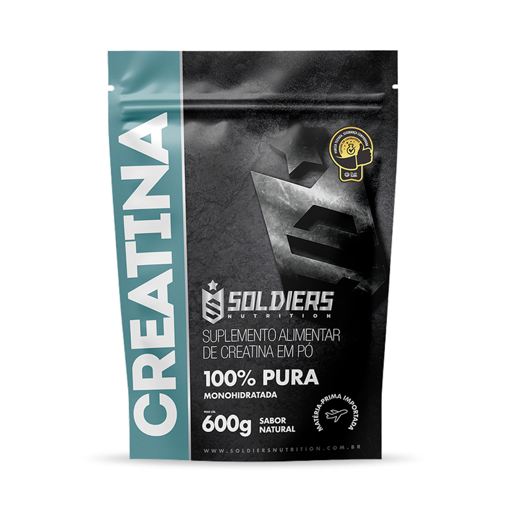 Creatina Monohidratada 600g 100% Pura Importada Soldiers Nutrition Suplemento Performance Muscular