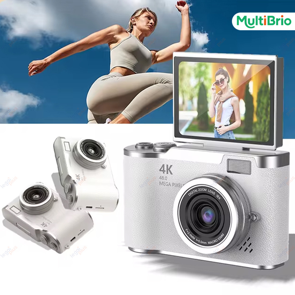 Câmera 4K Multifuncional Zoom 8x CCD 48MP Tela Giratória Compacta para Registro Estudantil e Viagens