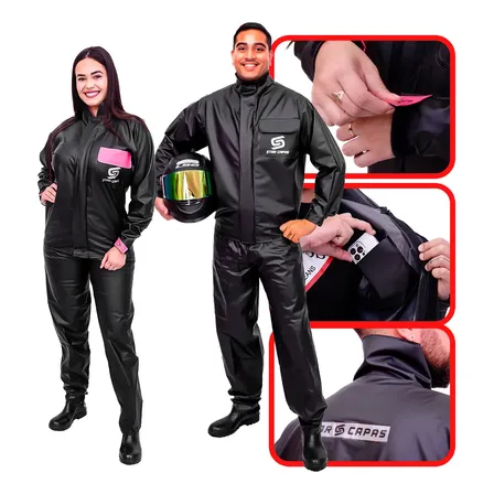 Capa De Chuva Motoqueiro Motoboy Moto Conjunto Impermeável  Preto Capa-m