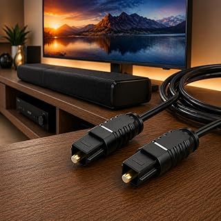 Cabo Óptico Toslink para Áudio Digital com Conector Banhado a ouro, Som de Alta Fidelidade,