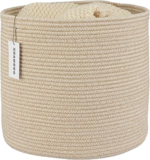 XUANGUO Cesta de corda de algodão para meninas, meninos, crianças, 40,6 x 35,5 cm, cesto de roupa