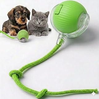 Bola Interativa para Gatos e Cães, Recarregável USB-C, Movimento Automático, Material Resistente,