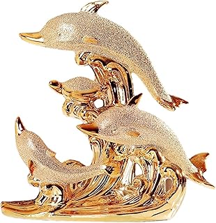 YUANXIN Estátua de golfinho, decoração de golfinho, decoração de cerâmica, decoração de animais,