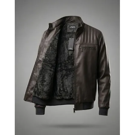 Jaqueta Couro Peluciada Masculina Impermeavel Frio Inverno Marrom-cafe Gg Lisa