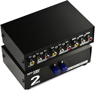 Seletor Av de 2 Vias, Rca, 2 Entradas E 1 Saída, Vídeo Composto, Áudio L/R, para Dvd, Decodificador