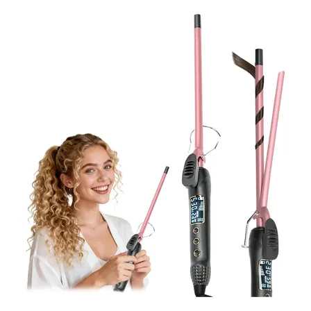 Modelador De Cachos Brisabras 9mm Cerâmica Revestimento Lcd 230°c Rosa Bivolt Duplo 127/220v