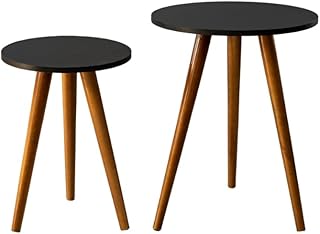 Mesa Pé Palito De Apoio E Lateral Sofa Mdf ou Mdp E Madeira (KIT MESA PRETO)