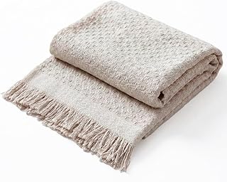 Decolab Manta Sofá Básica de Algodão Decorativa Moderna com Franja Estilo Boho para Poltrona, Sofá