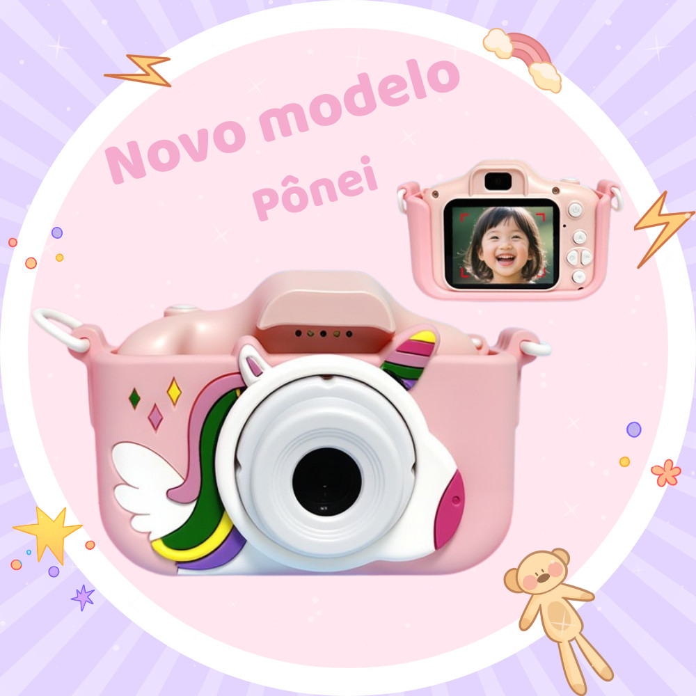 Mini Câmera Infantil de Vídeo Digital com Estojos de Silicone para Crianças Video Jogos Fotos