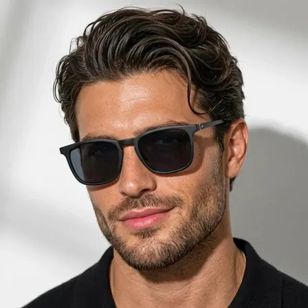 Oculos De Sol Masculino Quadrado Classico Premium Proteção Uv400 Luxo Moda Old Retro Vintage Preto