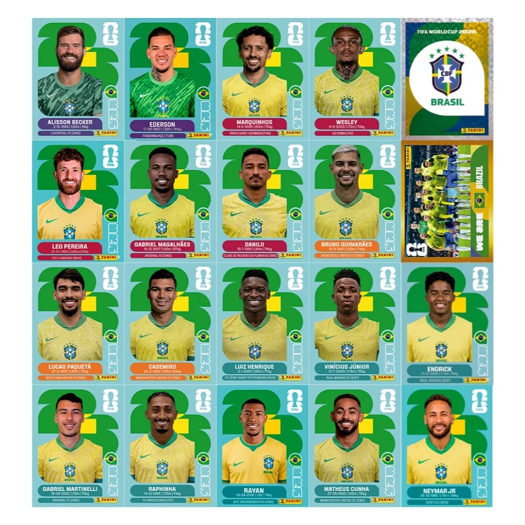 KIT 20 FIGURINHAS POR SELEÇÃO | SELEÇÕES COMPLETAS COPA 2026 | Papel Glossy Adesivo
