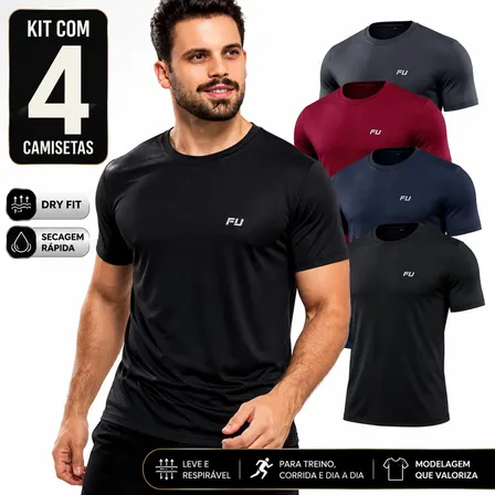 Camisa Dry Fit Kit Com 4 Academia Treino Corrida Premium