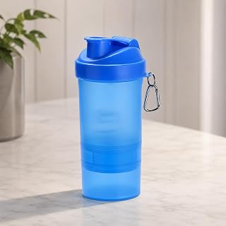Coqueteleira Shaker 400ml com Compartimento para Suplementos e Divisórias + Copo Extra 100ml, Ideal