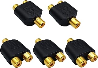 Adaptador divisor Y RCA, banhado a ouro, fêmea 1RCA para 2 conectores RCA fêmea, conectores de
