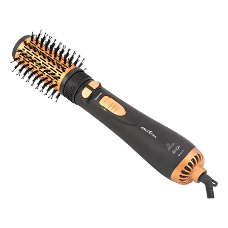 Escova Modeladora Rotativa Britânia Ber20pd 3 Temperaturas Cor Preto e Dourado
