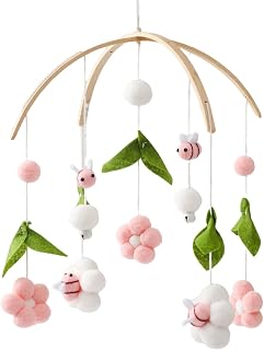 Esquirla Berçário para bebês Brinquedo sensorial móvel para pendurar Brinquedo recém-nascido chocalhos móvel para bebês, meninos, meninas, presentes, ROSA