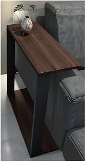 Mesa Lateral Para Sofá Estilo Industrial 100% MDF, Mesa Apoio Sofá Multifuncional, Prateleira Pequena Para Quarto E Sala Estar(Preto e Tabaco)