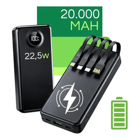 Carregador Portátil Davely Power Bank 20000mAh Turbo para Samsung, iPhone e Xiaomi