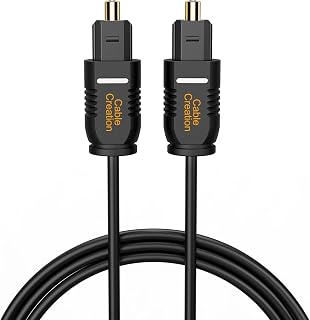 CableCreation Cabo de áudio digital óptico de 3 metros, Cabo óptico S/PDIF banhado a ouro de fibra óptica fina Toslink para home theater, barra de som, TV, PS4, Xbox, console de jogos, preto