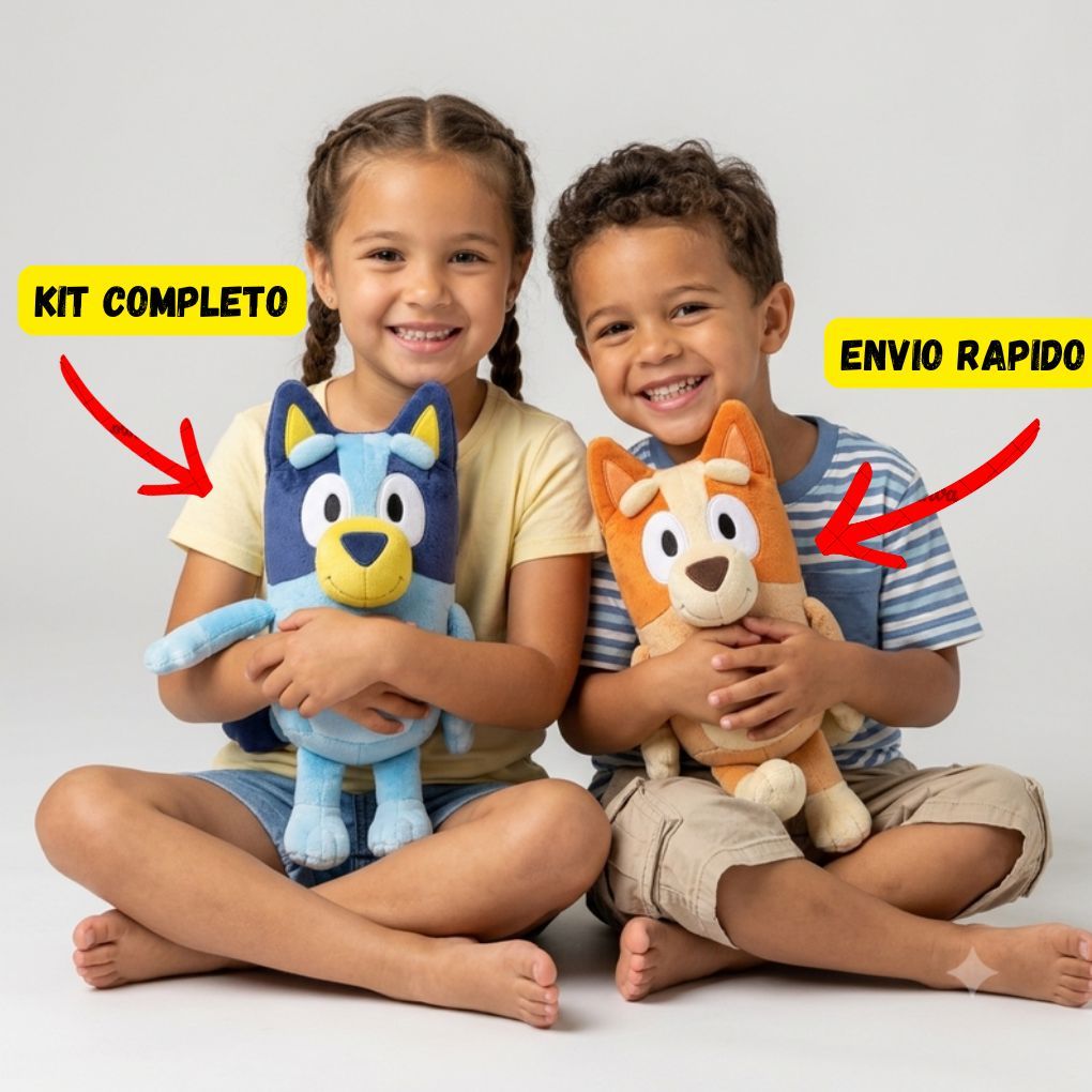 Kit 2 Pelúcia Bluey  25cm Macia Antialérgica 100% Algodão Envio Imediato