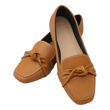 Sapatilha Mocassim Feminino Sapato Bico Quadrado Conforto Caramelo Liso 37 Br