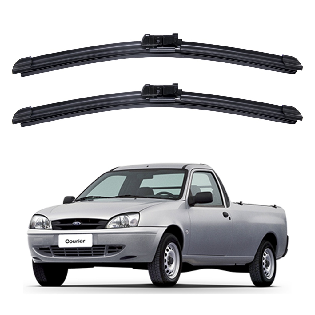 Par Palhetas Limpador Parabrisa Para Carro Ford Courier 1997 Até 2013 Kit .